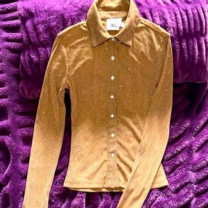 Friday Fever Princess Polly sparkly brown top extra small.